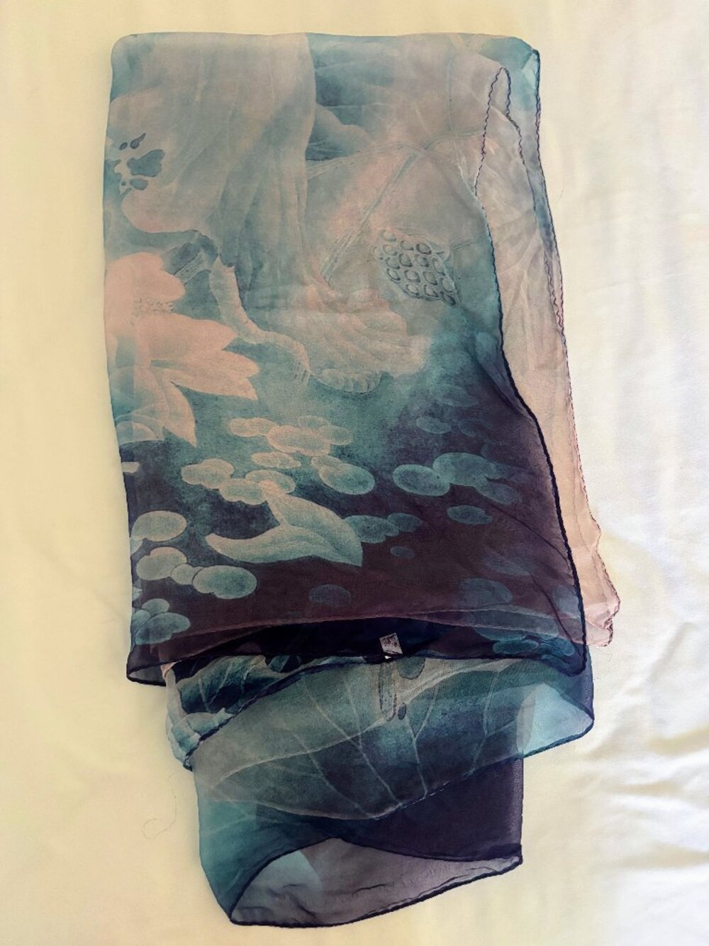 Floral Gradient Silk Chiffon Scarf